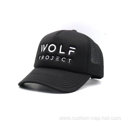 Customized Black Embroidered Foam Mesh Cap